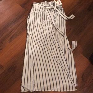 Blue and White striped wrap skirt
